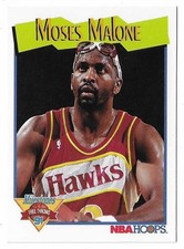 1991-92 NBA Hoops Basketball Moses Malone Milestones Card #318 Atlanta Hawks HOF