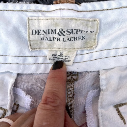 Vintage Ralph Lauren Denim & Supply Cargo Shorts Mens 30 Tropical Boats Cotton - Picture 6 of 7