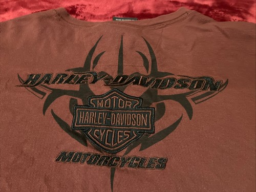 Men’s Harley-Davidson Long Sleeve Thermal 1/4 Button Burgundy Shirt 4x - Picture 13 of 13