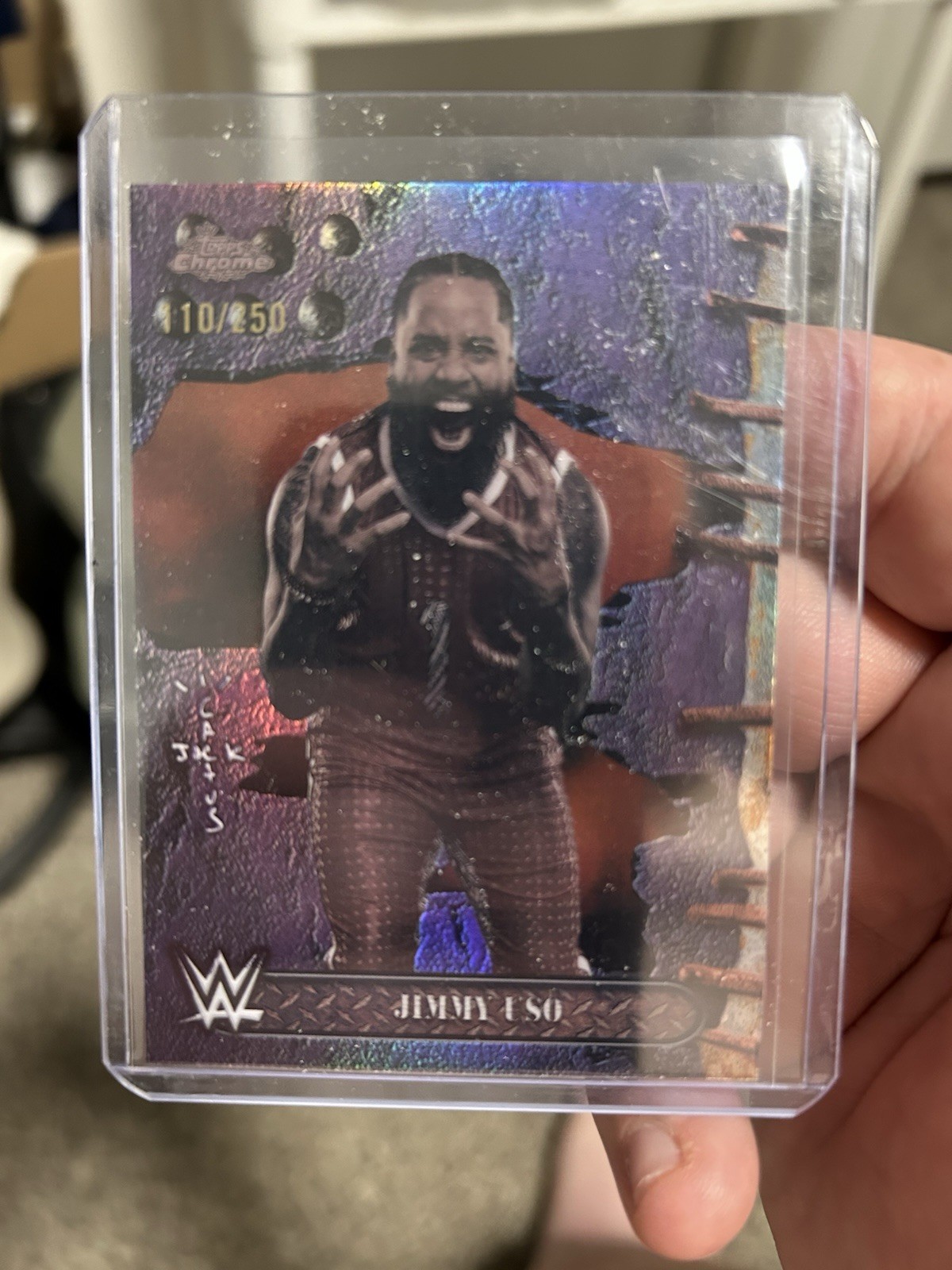 2025 Topps Chrome WWE x Cactus Jack #26 Jimmy Uso Purple Refractor /250