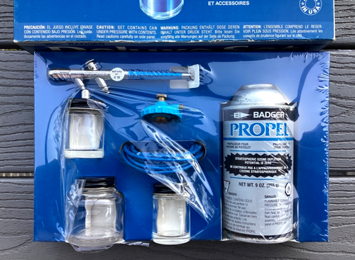 BADGER 200 SINGLE ACTION AIRBRUSH DELUXE SET W/ HOSE, BOTTLES & CAN # 200-3 F/S - Picture 19 of 22