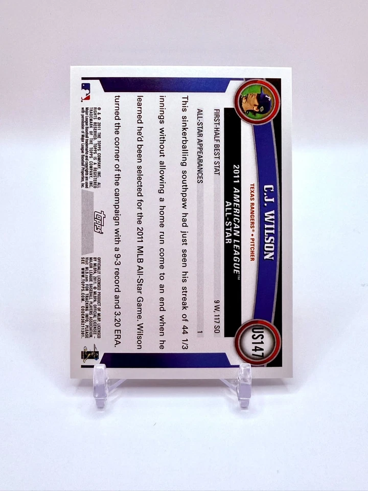 2011 Topps Update - CJ Wilson - Walmart Exclusive Blue All-Star #US147 Rangers - Image 2 of 2