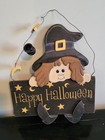 Wooden "Happy Halloween" Witch Wall Hanging