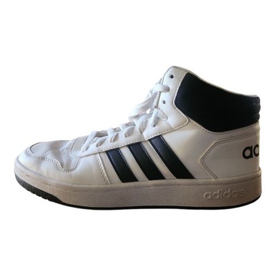 Adidas Hoops 2.0 Mid Mens Size 8 White Black Basketball Shoes Sneakers