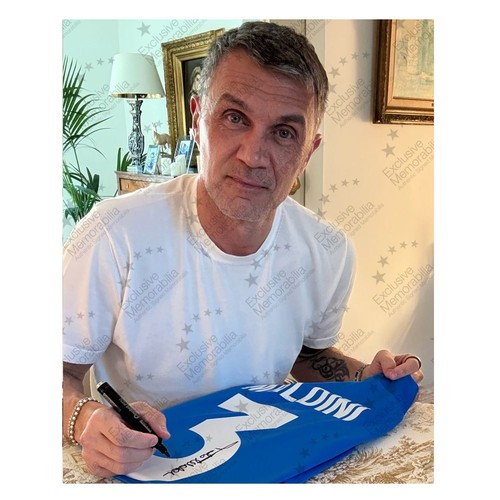 Paolo Maldini Signed Italy 2022 Home Football Shirt. Standard Frame - Picture 2 of 5