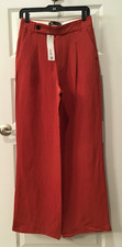 NWT Zara Women  s Pleated Wide-Leg High Rise Trousers Pants with Pockets Brick M