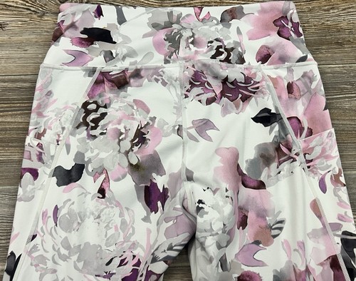 Athleta Elation Pfingstrose 7/8 enge Legging Blumen rosa weiß Stautaschen Größe MT - Bild 7 von 16