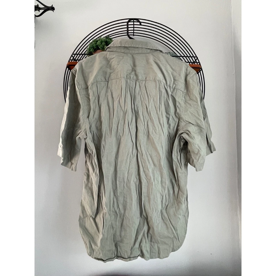 Club Monaco Standard Linen Blend Fit Mens Short Sleeve Button Up Shirt Size L - Image 2 of 4