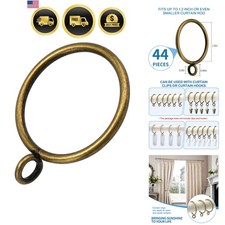 44 Pack Curtain Rings with Eyelets, Metal Drapery Rings for Pinch Pleat Curta...