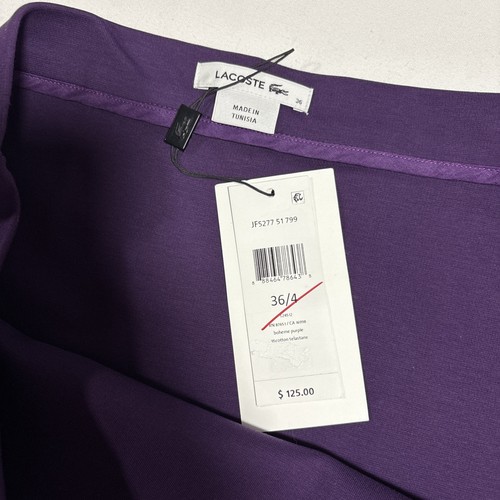 NUEVO CON ETIQUETAS Falda Envolvente Lacoste Púrpura Algodón Talla 36 EE. UU. 4 - Imagen 10 de 11