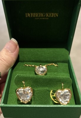 DYRBERG KERN-DENMARK- GOLDPLATED-SWAROVSKI HEART-PENDANT & EARRINGS RRP £100 NEW