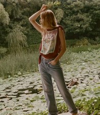 Do en Vacation Style Mulberry Silk Blended Printed Tank Top Strap