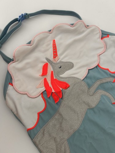 Mini Boden Unicorn Appliqué Bathing Suit - Size 7-8, Blue & Coral - Picture 2 of 12