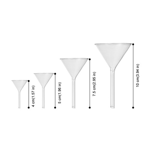  4 Pcs Funnel for Filling Chemicles Mini Glass Chemistry Lab Clear - Picture 3 of 12