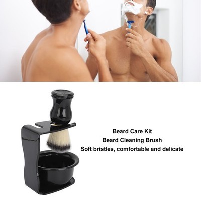Beard Care Kit Pocket Beard Brush With Holder And Soaping Bowl Men Hair Clea BLW