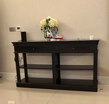 Black Freestanding Rectangular TV Stand with Open Storage, Fully Assembled