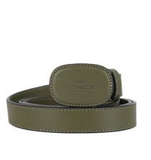 Coach Buckle Cut Eliza Belt Women Leather 1” Wide Olive Green Gunmetal CW737 NWT