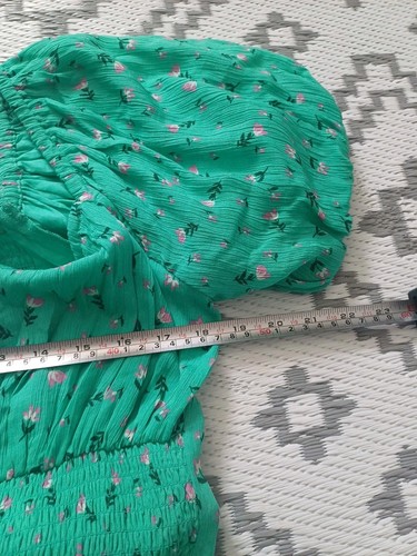 Beautiful Green Floral Shirred Waist Summer Dress ๐8 10 12 S M Midi Maxi - Picture 7 of 11