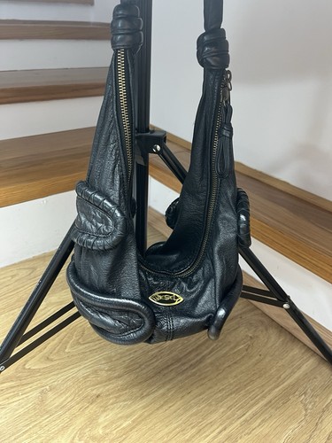 Diesel Hobo Schultertasche Hand Y2K Vintage sehr selten Leder schwarz kleines Logo