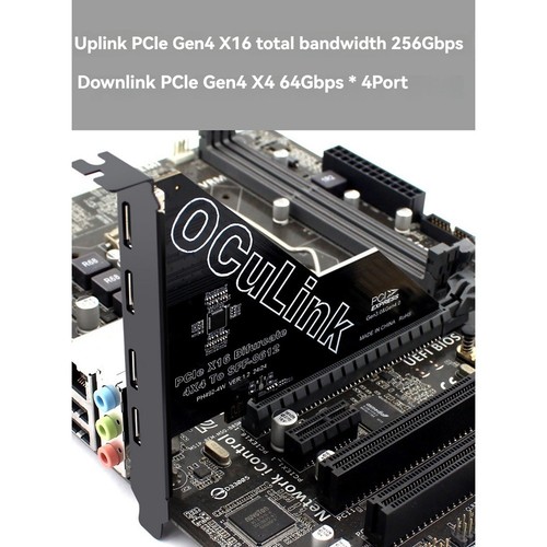 PCIe 4.0 X16 auf 4 Ports Oculink SFF-8611&8612 Adapterkarte Unterstützt SFF2723 - Bild 3 von 8