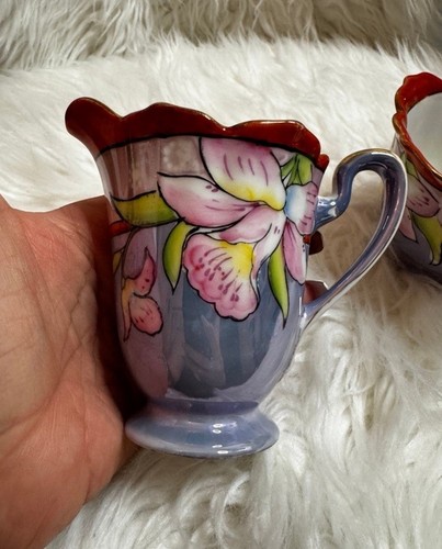 Noritake Deco Era Lusterware Creamer & Sugar w Daffodils Japan - Imagen 9 de 9