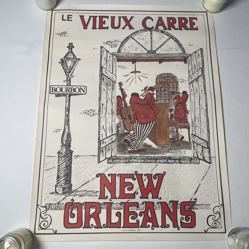 Vintage G.B Luttrell le Vieux Carre New Orleans Poster 1978 Rare 19”x25” - Bild 2 von 7