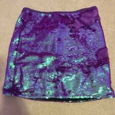Wild Fable Purple Green Sequin Mini Skirt S Zip Solid Women's Short