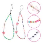 2 pièces breloques de téléphone portable colorées perles anti-perte bracelets téléphone perlé