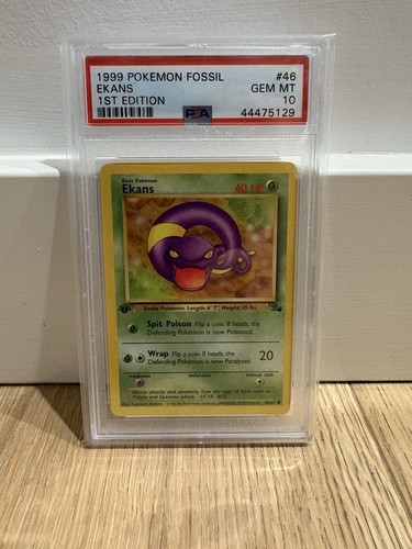Ekans 1st Edition Fossil Pokemon Card Common 46/62 PSA 10