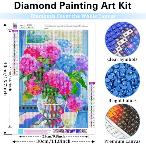 Diamond Art Kits für Erwachsene, Blumen Diamond Painting Kits, Hortensie Diamant - Bild 2 von 7