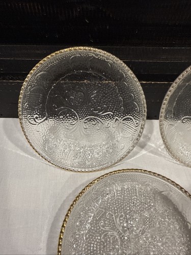 Vintage MCM 8er Set Jeannette Glasuntersetzer Harfenmuster 22K Goldrand mit Defekt - Bild 11 von 18