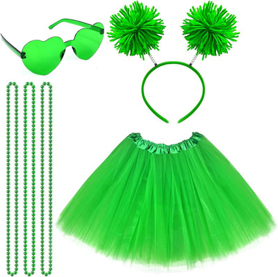 Women Tutu Costume Accessories Set With Headband Sunglasses Halloween 80s Cospla