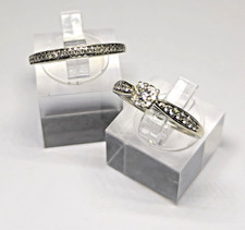9ct White Gold Diamond Cluster Ring & Half Eternity Ring, Size O