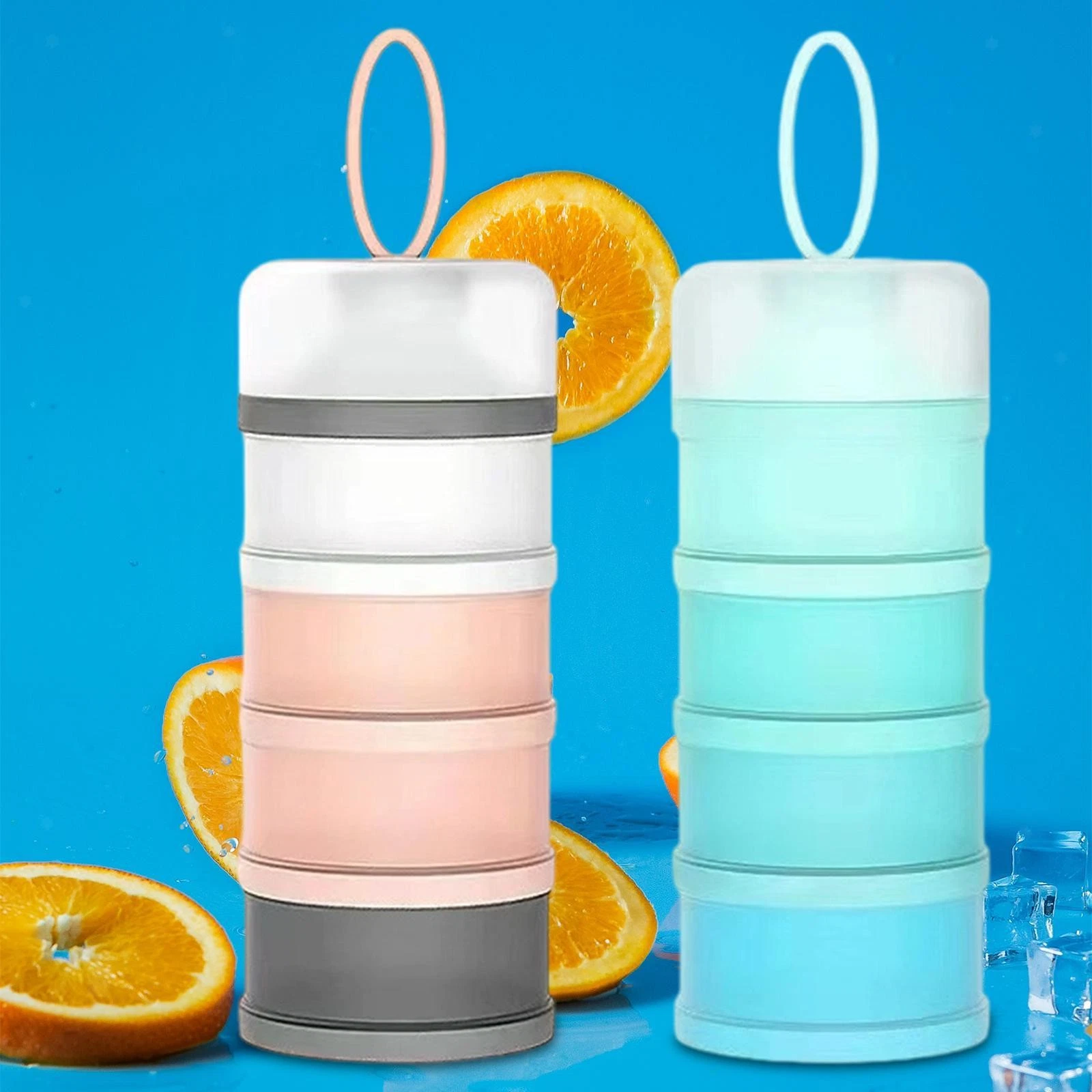 2x Protein Powder Containers Leakproof 4 Compartments Convenient Formula