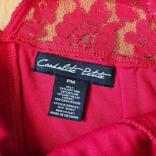 Candalite Red Lace Maxi Dress Womens M Petite Formal Holiday Prom Coquette - Picture 12 of 13