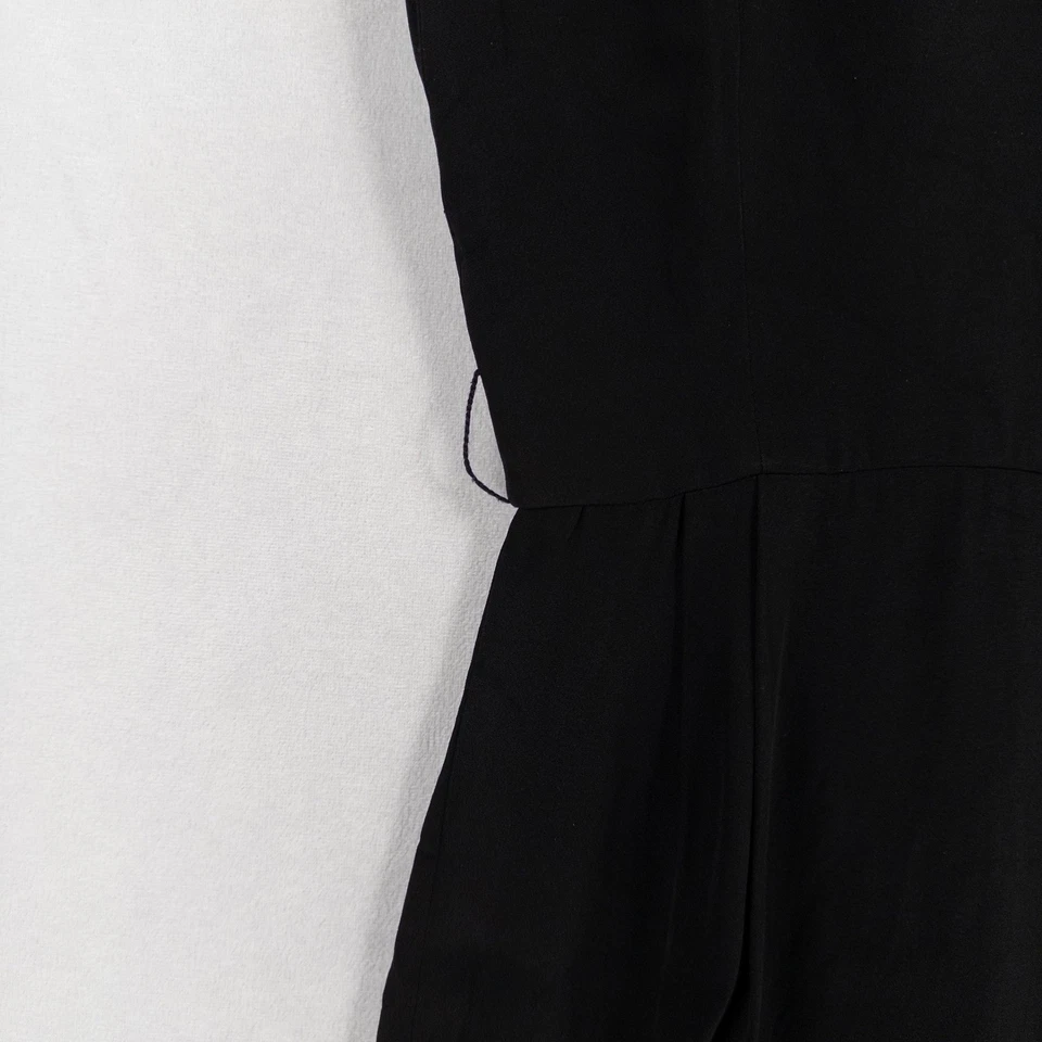 Vestido Ralph Lauren Vintage Para Mujer 4 Negro Profundo Espalda en V LBD Plisado Hecho en EE. UU. Foto 3 de 4