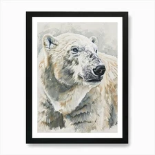 Polar Bear Pastel Watercolour 2 Art Framed Wall Art Poster Canvas Print Picture