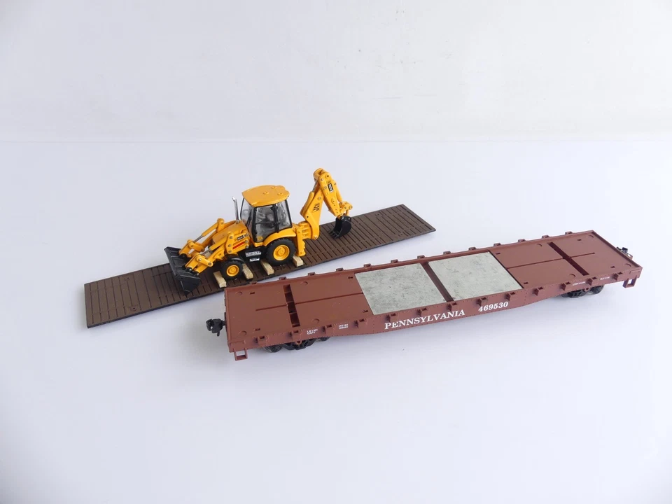 WALTHERS MAINLINE WAGON PLAT A BOGIES TYPE US + TRACTO-PELLE - Photo 3/3