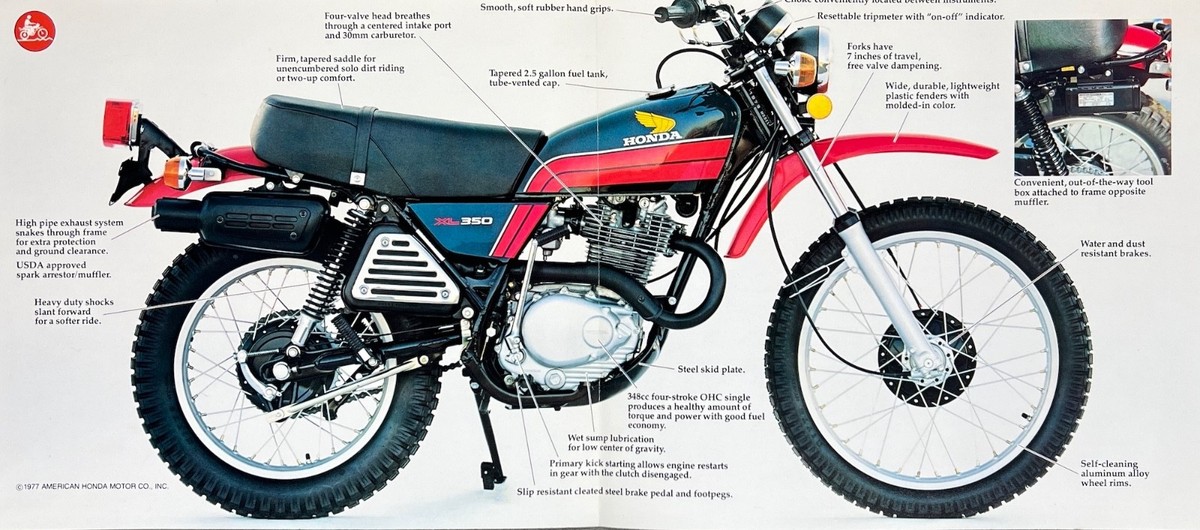 1978 Honda XL-350 4-page glossy brochure/literature NOS XL350 | eBay