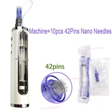 Micro Pen Mesotherapy Gun With 10Pcs 42Pins Replacement Needles Cartridges Tips