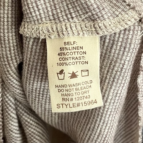 Mystree Boho Gauze Top Size L Waffle Knit Roll Tab Sleeve Neutrals Beachy Hippie - Picture 10 of 11