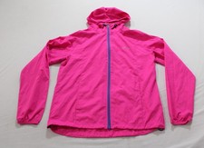 Asics Women's Drawstring Adjustable Full Zip Windbreaker Jacket EJ3 Pink Medium