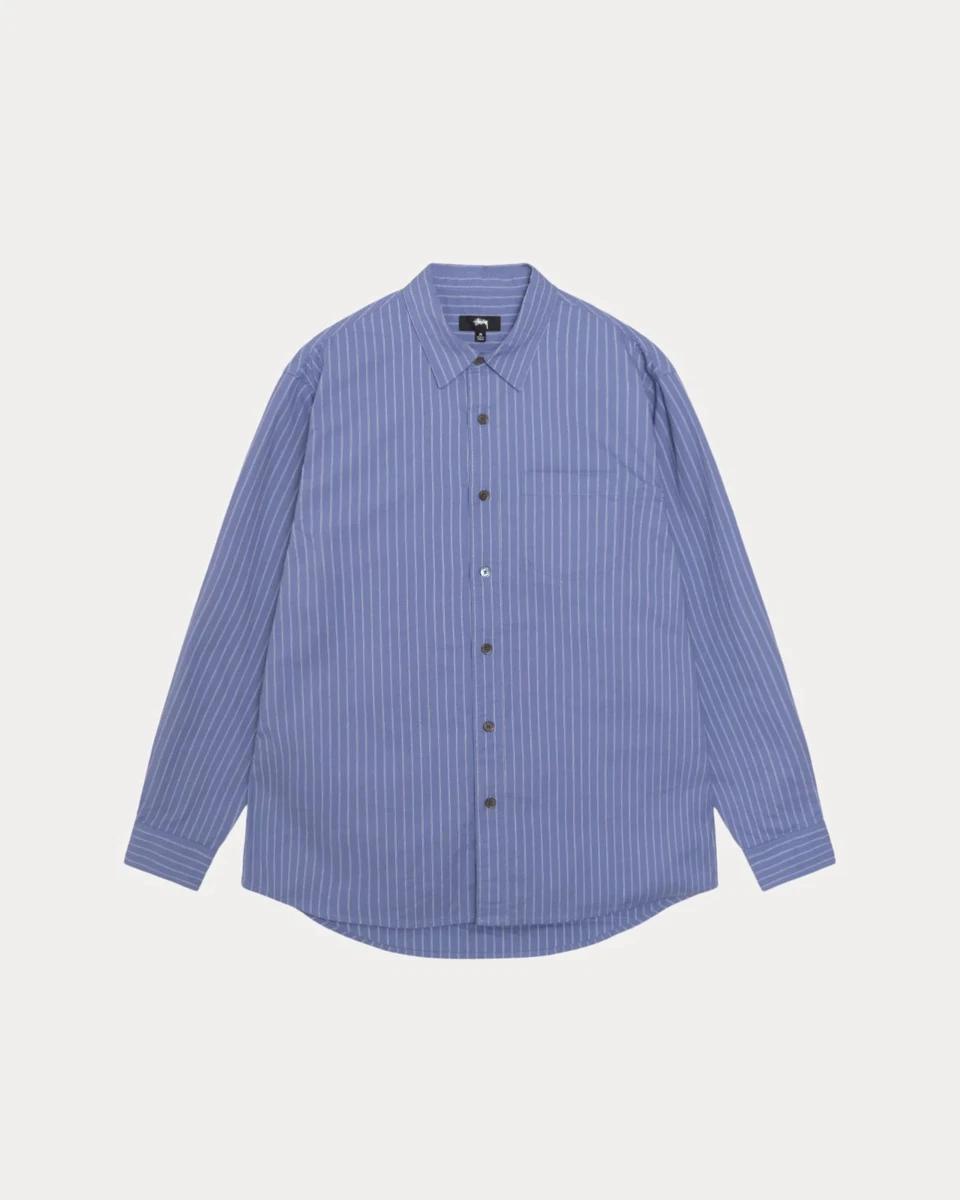 Stussy Long Sleeve Striped Casual Button-Down Shirts for Men for