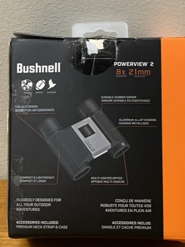 Bushnell PowerView 2 Binoculars 8x21mm W/ Carry Pouch & Strap Preowned - Picture 4 of 12