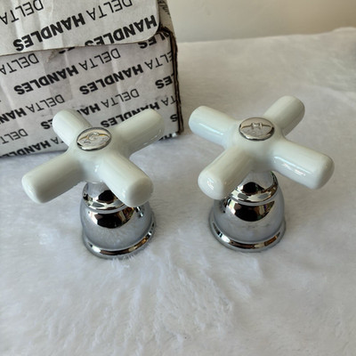 Delta RP41678 Cross Handle Assembly Hot/Cold White/Chrome, 2-Pack Vintage Style