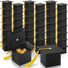 100 PCS 2025 Graduation Cap Candy Boxes with Gold Tassel Small Treat Holders
