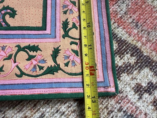 Cotton Paisley Placemat Set Of 7 Floral Pink Yellow Blue 19”x13” Placemats - Picture 5 of 5