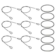 19.7" Safety Cable Lock 6 Pcs 2mm Dia Braided Steel Coated Security Cable Black