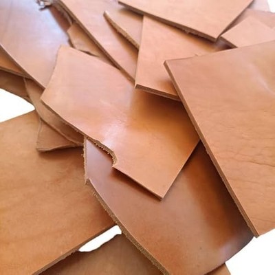 Full Grain Leather Scraps, 7-10 oz Thickness, 3-4mm, Yellowish-Brown 500g 