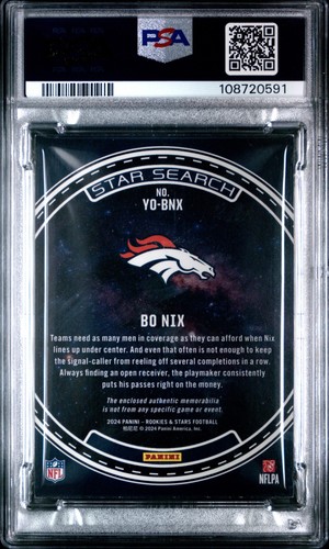 2024 Panini Rookies & Stars Star Search Relics #YOBNX Bo Nix RC PSA 6 - Picture 2 of 2
